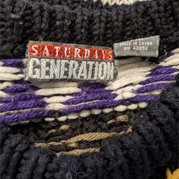 SATURDAYS GENERATION Vintage long sleeve Colorful Southwest Mens Sweater size‎ M - Picture 7 of 8